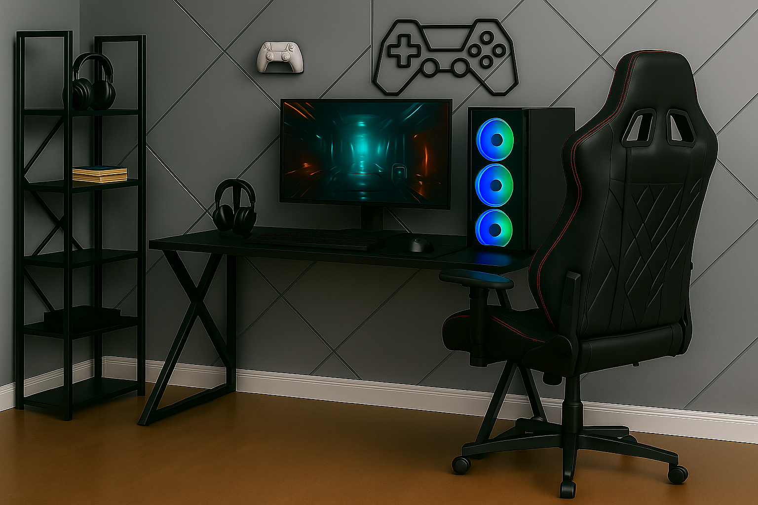 Decoración de habitaciones gamer con estructuras metálicas
